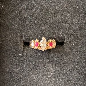 Diamond and natural ruby ring